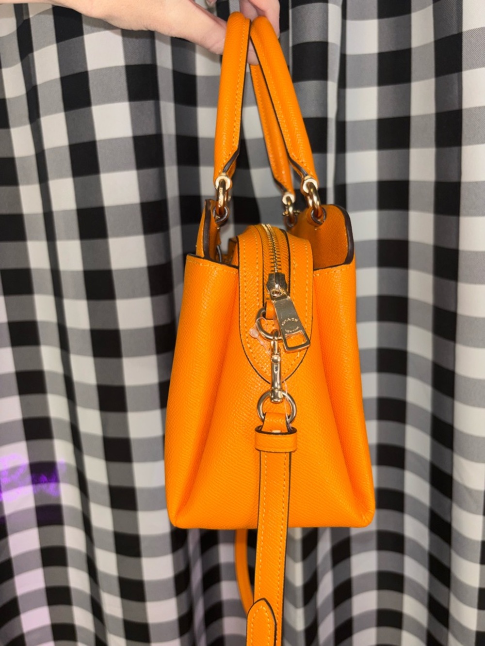 Coach Mini Lillie Orange Crossgrain Leather Carryall 2020 - Picture 3 of 8